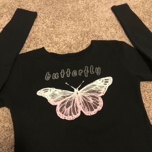 Black butterfly long sleeve shirt